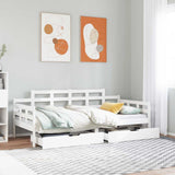 Vidaxl slaapbank met lades 90x190 cm massief grenenhout wit