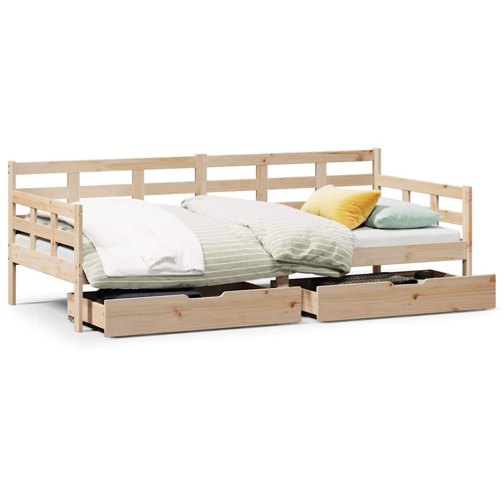 Vidaxl slaapbank met lades 90x190 cm massief grenenhout