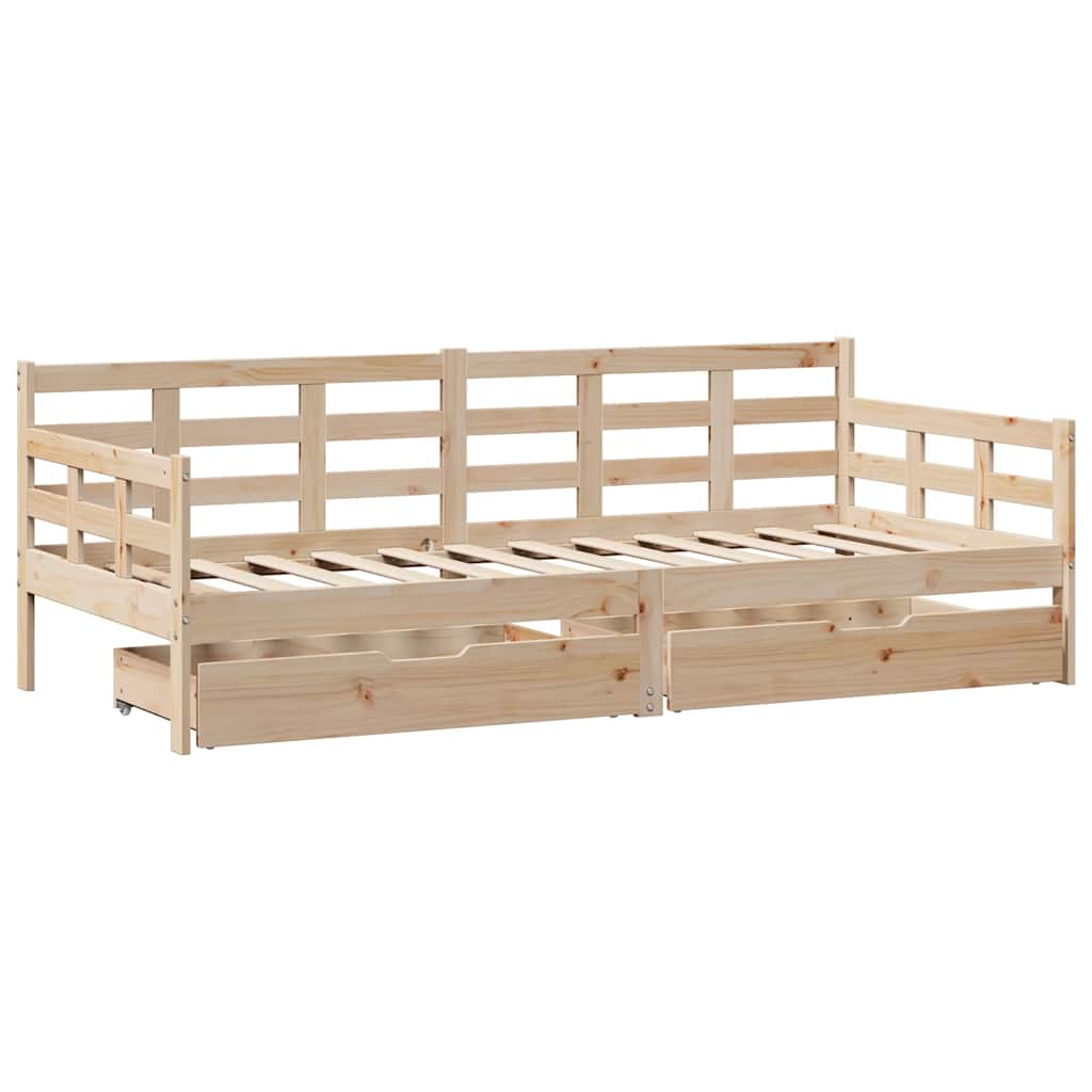 Vidaxl slaapbank met lades 90x190 cm massief grenenhout