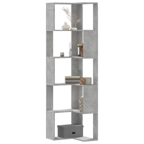 Vidaxl boekenkast 5-laags hoek 50x50x179 cm bewerkt hout betongrijs