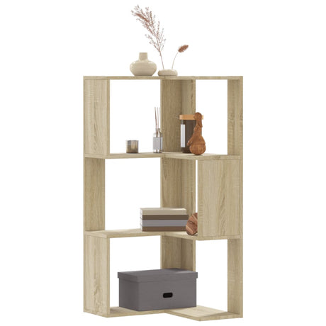 Vidaxl boekenkast 3-laags hoek 50x50x102 cm bewerkt hout sonoma eiken
