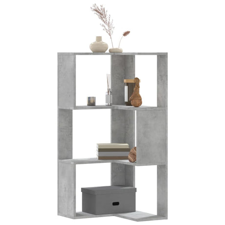 Vidaxl boekenkast 3-laags hoek 50x50x102 cm bewerkt hout betongrijs