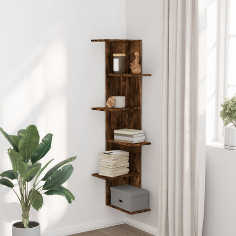 Vidaxl hoekwandschap 36,5x36,5x140 cm bewerkt hout gerookt eikenkleur
