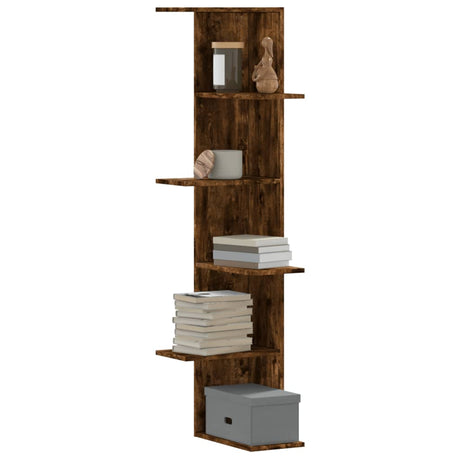 Vidaxl hoekwandschap 36,5x36,5x140 cm bewerkt hout gerookt eikenkleur