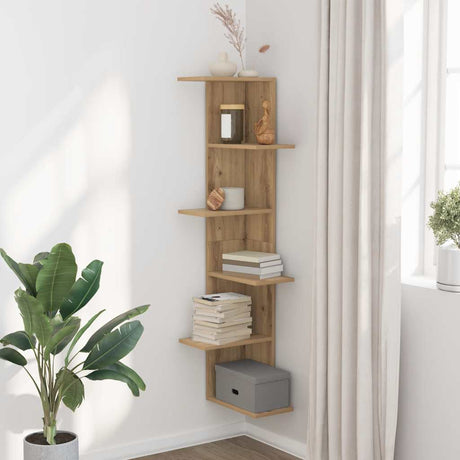 Vidaxl hoekwandschap 36,5x36,5x140 cm bewerkt hout artisanaal eiken
