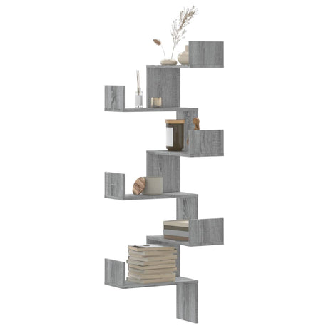 Vidaxl hoekwandschap 45x45x147 cm bewerkt hout grijs sonoma eikenkleur