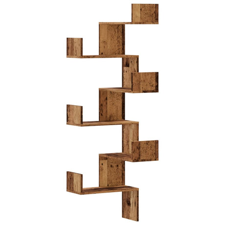 Vidaxl hoekwandschap 45x45x147 cm bewerkt hout out houtkleurig