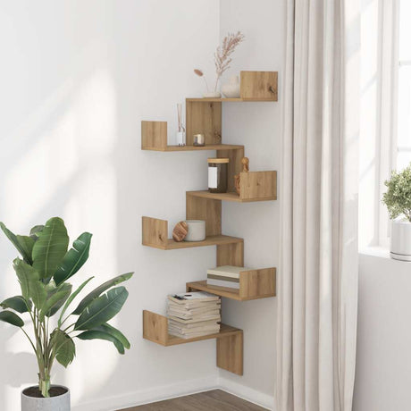 Vidaxl hoekwandschap 45x45x147 cm bewerkt hout artisanaal eikenkleurig