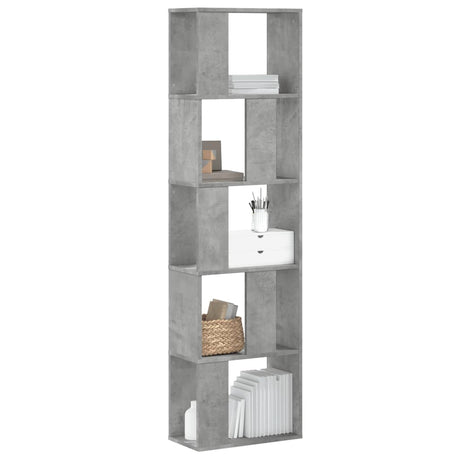 Vidaxl boekenkast 5-laags 45x23,5x162,5 cm bewerkt hout betongrijs