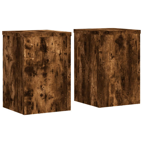 Vidaxl plantenstandaards 2 st 25x25x35 cm bewerkt hout gerookt eiken