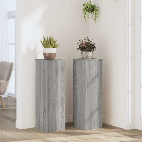 Vidaxl plantenstandaards 2 st 25x25x80 cm bewerkt hout grijs sonoma