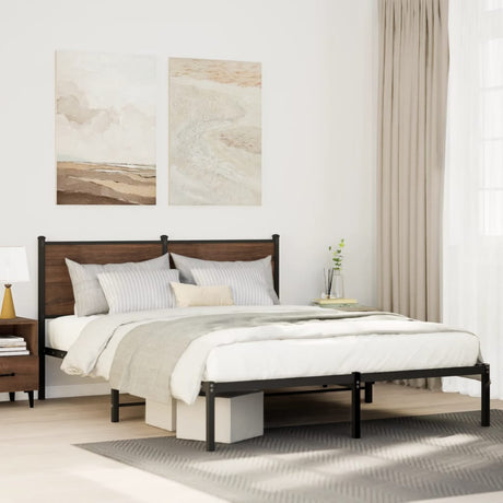 Vidaxl bedframe zonder matras metaal gerookt eikenkleurig 140x190 cm