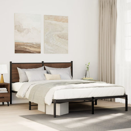 Vidaxl bedframe zonder matras metaal gerookt eikenkleurig 140x200 cm
