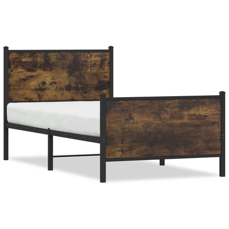 Vidaxl bedframe zonder matras metaal gerookt eikenkleurig 90x190 cm