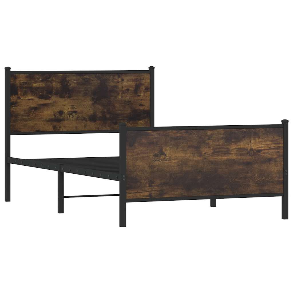 Vidaxl bedframe zonder matras metaal gerookt eikenkleurig 100x190 cm