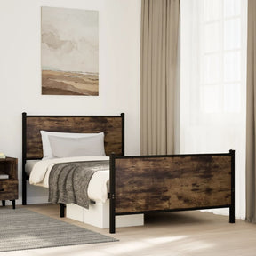 Vidaxl bedframe zonder matras metaal gerookt eikenkleurig 100x190 cm