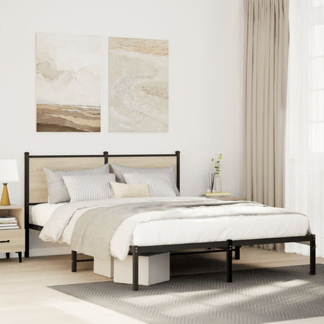 Vidaxl bedframe zonder matras metaal sonoma eikenkleurig 150x200 cm