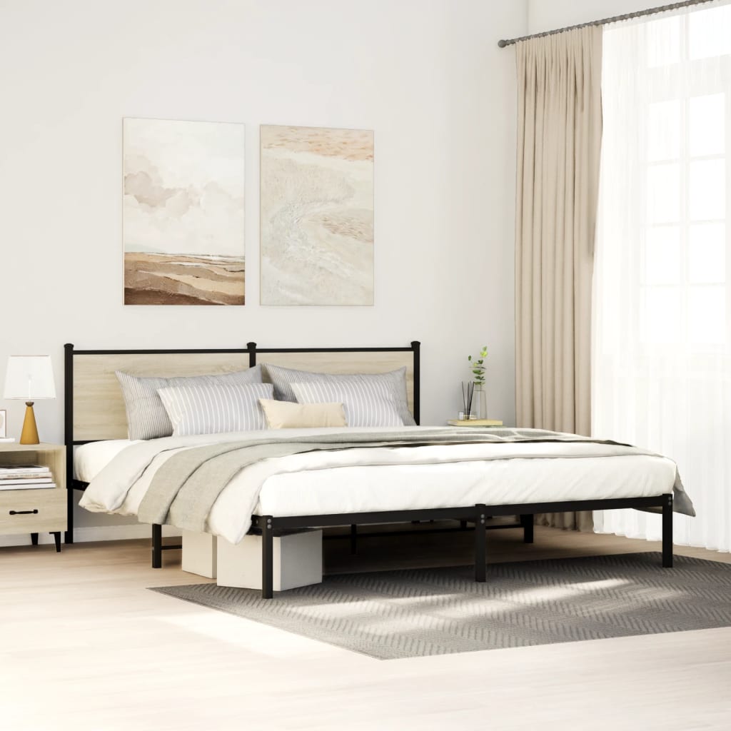 Vidaxl bedframe zonder matras metaal sonoma eikenkleurig 160x200 cm