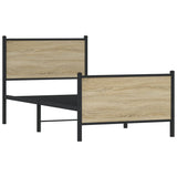 Vidaxl bedframe zonder matras metaal sonoma eikenkleurig 75x190 cm