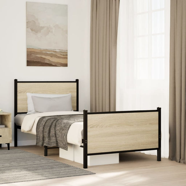 Vidaxl bedframe zonder matras metaal sonoma eikenkleurig 90x190 cm