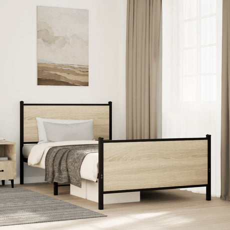 Vidaxl bedframe zonder matras metaal sonoma eikenkleurig 107x203 cm