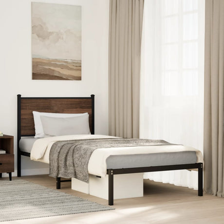 Vidaxl bedframe zonder matras metaal bruin eikenkleurig 75x190 cm