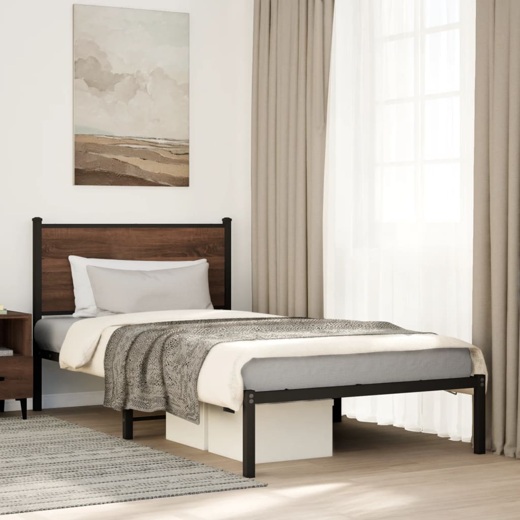 Vidaxl bedframe zonder matras metaal bruin eikenkleurig 100x190 cm