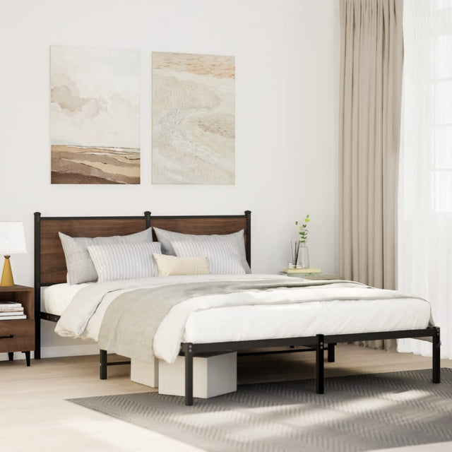 Vidaxl bedframe zonder matras metaal bruin eikenkleurig 150x200 cm