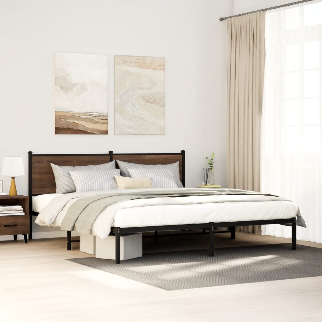 Vidaxl bedframe zonder matras metaal bruin eikenkleurig 160x200 cm