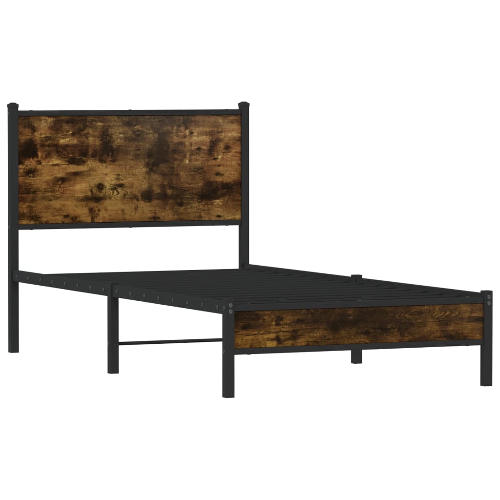 Vidaxl bedframe zonder matras metaal gerookt eikenkleurig 90x190 cm