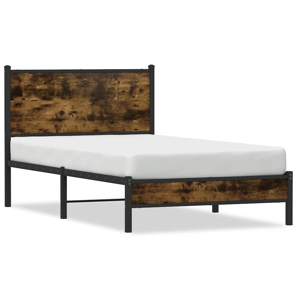 Vidaxl bedframe zonder matras metaal gerookt eikenkleurig 100x200 cm