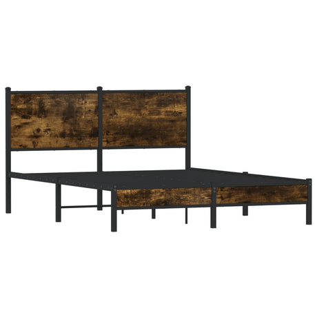 Vidaxl bedframe zonder matras metaal gerookt eikenkleurig 137x190 cm