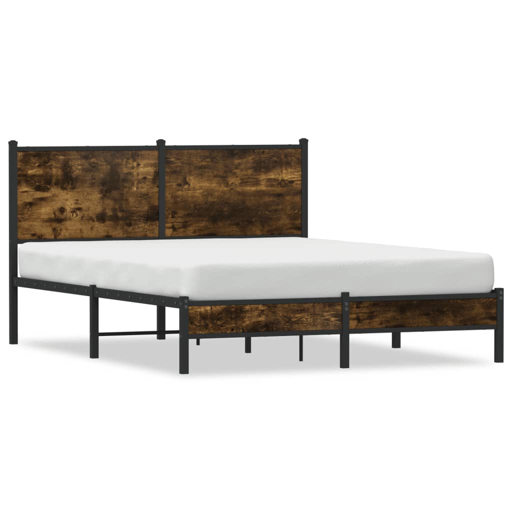 Vidaxl bedframe zonder matras metaal gerookt eikenkleurig 140x190 cm