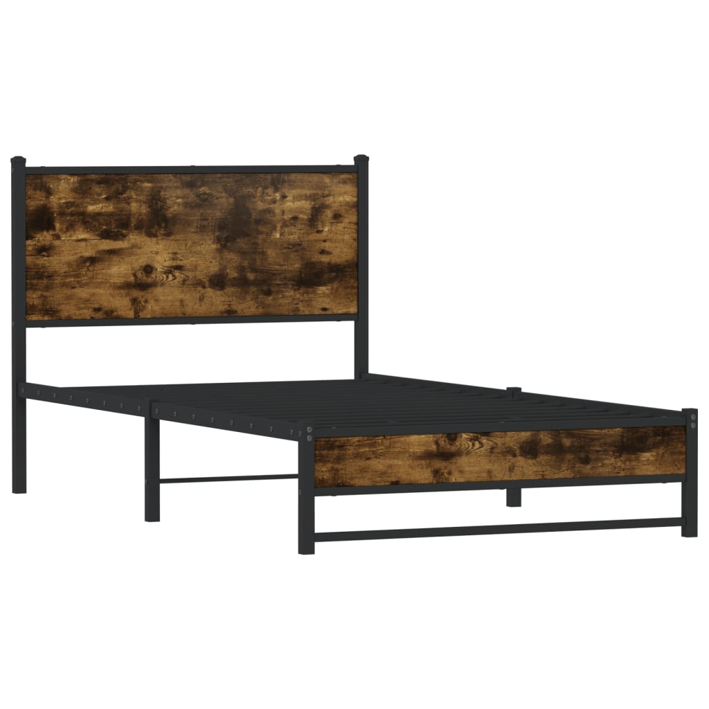 Vidaxl bedframe zonder matras metaal gerookt eikenkleurig 100x190 cm