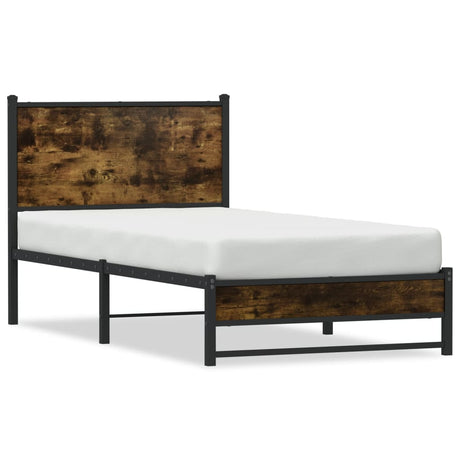 Vidaxl bedframe zonder matras metaal gerookt eikenkleurig 100x200 cm