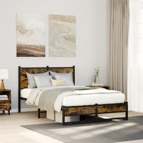 Vidaxl bedframe zonder matras metaal gerookt eikenkleurig 120x200 cm
