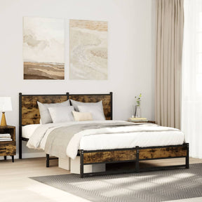 Vidaxl bedframe zonder matras metaal gerookt eikenkleurig 137x190 cm
