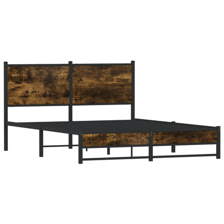 Vidaxl bedframe zonder matras metaal gerookt eikenkleurig 140x190 cm