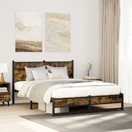 Vidaxl bedframe zonder matras metaal gerookt eikenkleurig 140x190 cm