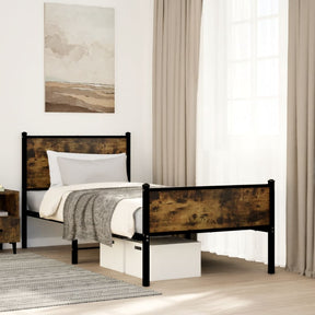 Vidaxl bedframe zonder matras metaal gerookt eikenkleurig 90x200 cm