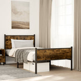 Vidaxl bedframe zonder matras metaal gerookt eikenkleurig 100x200 cm