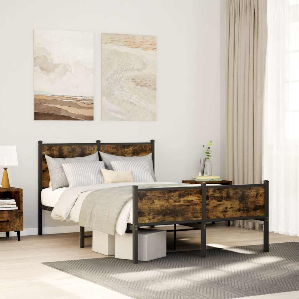 Vidaxl bedframe zonder matras metaal gerookt eikenkleurig 120x200 cm