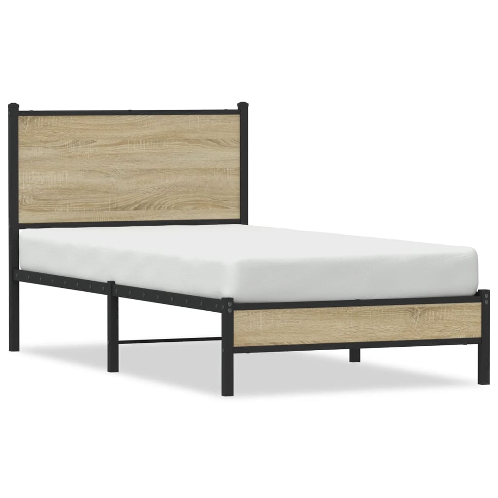 Vidaxl bedframe zonder matras metaal sonoma eikenkleurig 75x190 cm