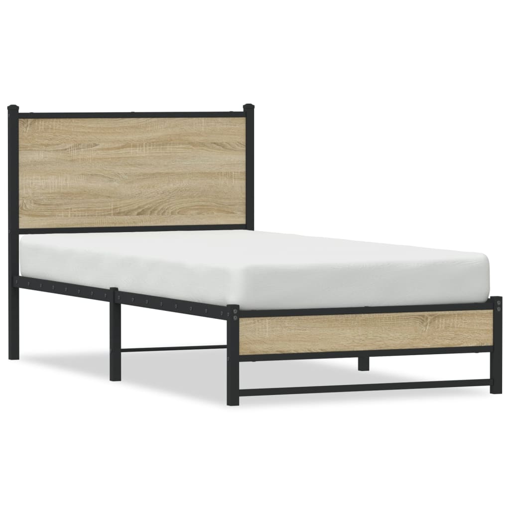 Vidaxl bedframe zonder matras metaal sonoma eikenkleurig 75x190 cm