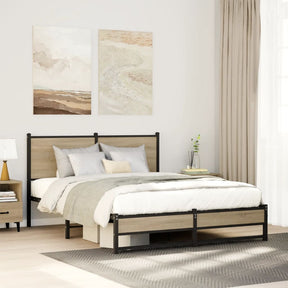 Vidaxl bedframe zonder matras metaal sonoma eikenkleurig 140x190 cm