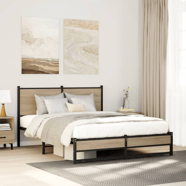 Vidaxl bedframe zonder matras metaal sonoma eikenkleurig 140x200 cm