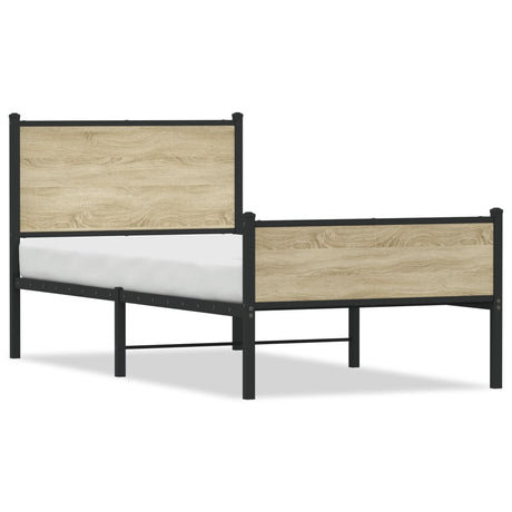 Vidaxl bedframe zonder matras metaal sonoma eikenkleurig 75x190 cm