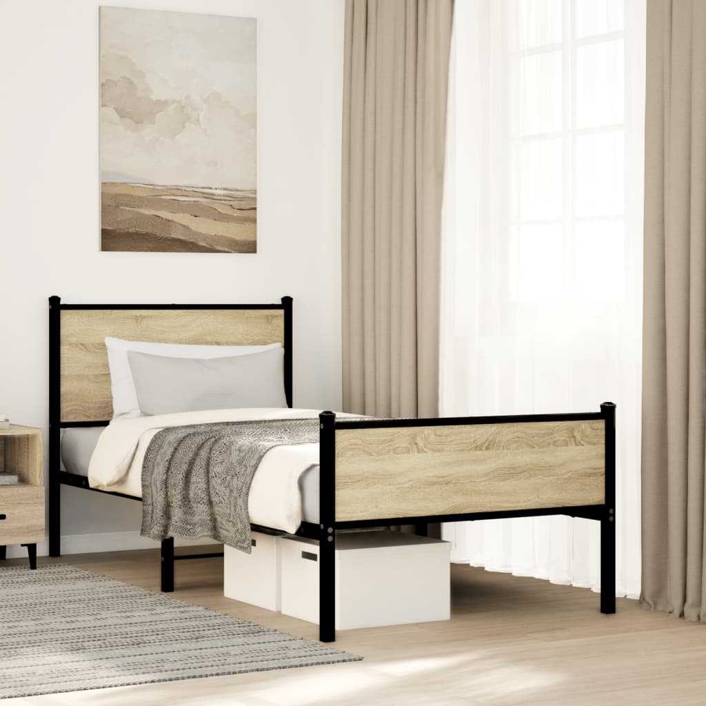 Vidaxl bedframe zonder matras metaal sonoma eikenkleurig 90x190 cm