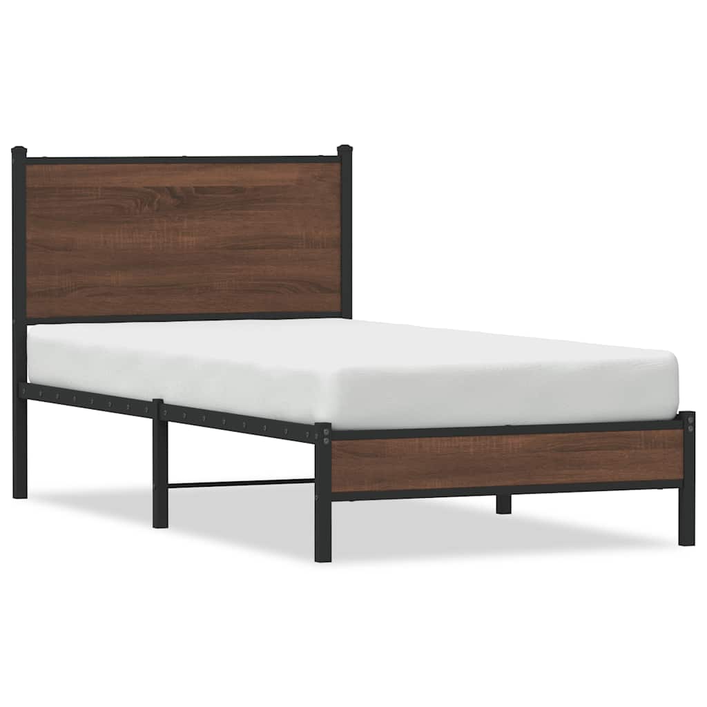 Vidaxl bedframe zonder matras metaal bruin eikenkleurig 80x200 cm