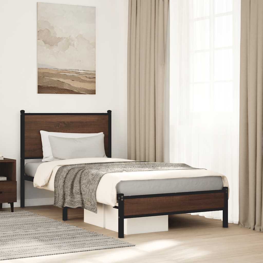 Vidaxl bedframe zonder matras metaal bruin eikenkleurig 80x200 cm